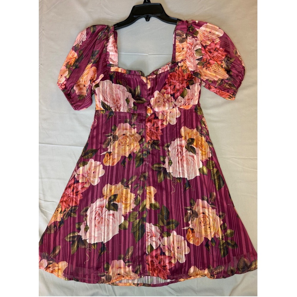 Cottagecore Floral Mini Dress Women's Sm Puff Sleeve Smocked Babydoll Coquette
